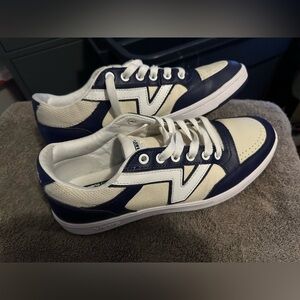 Vans Men's Navy and Cream Lowland Skate Shoes